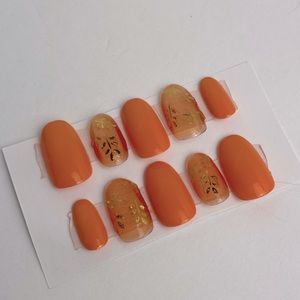 Orange sparkle soda || press on nails
